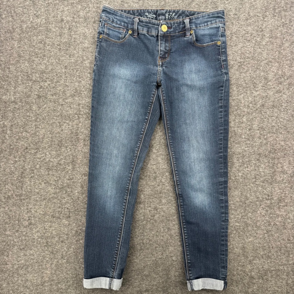The Limited 678 Denim Skinny Jeans Dark Wash Cuffed Mid Rise Size 4 Womens